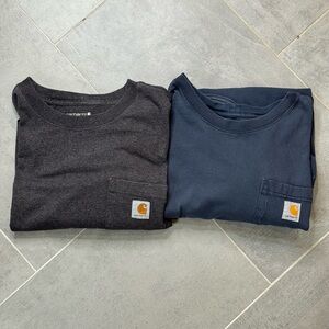 Carhartt Men’s XL Pocket Tee Lot of 2 Workwear Logo T-Shirt Navy Charcoal
